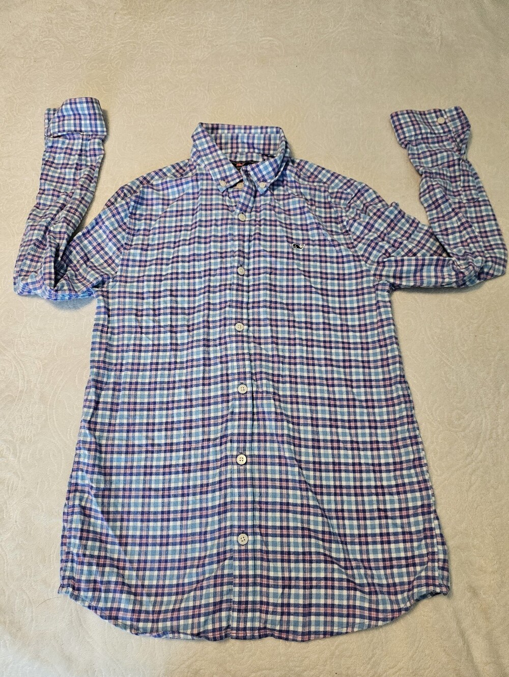 Lot of 2 Boys Vineyard Vines Whale Shirt Plaid Button Down Long Sleeve Large - Picture 2 of 15